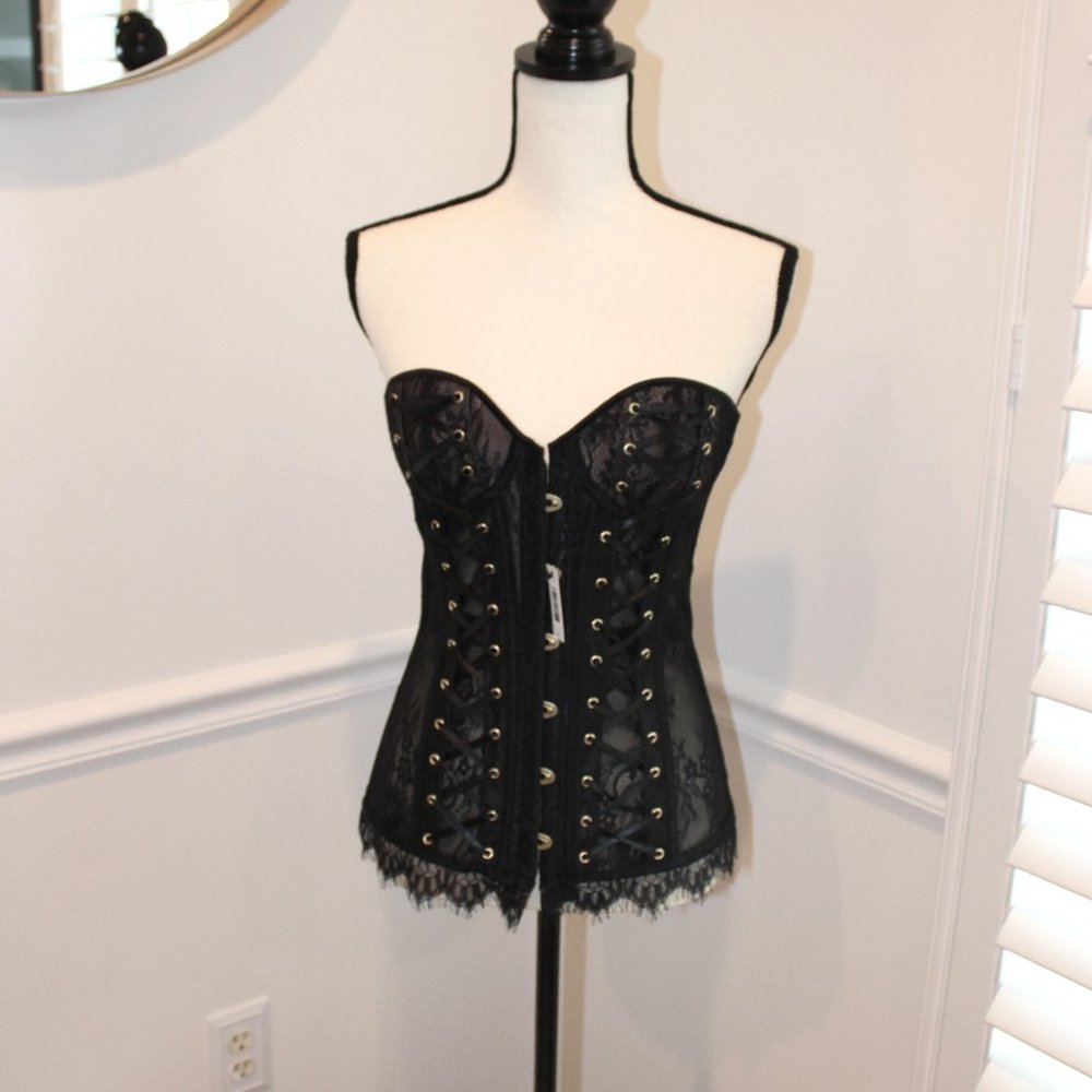 Adore Me Black Lace New Corset Size M